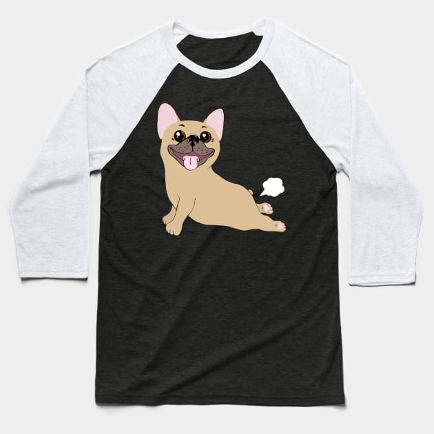 French bulldog yoga pose and little fartfart Baseball T-Shirt by Collagedream